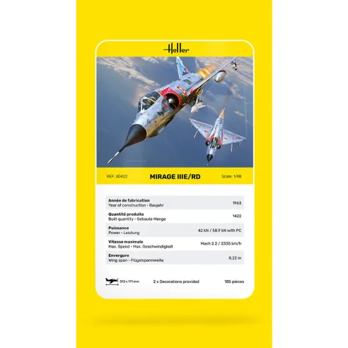 Maquette avion Mirage Iiie/Rd 1:48 - Heller 30422