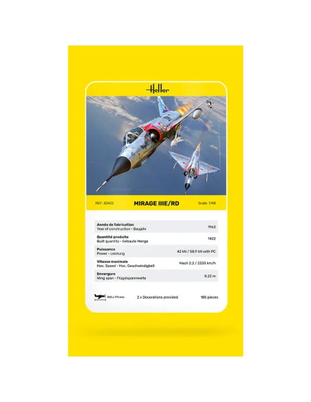 Maquette avion Mirage Iiie/Rd 1:48 - Heller 30422