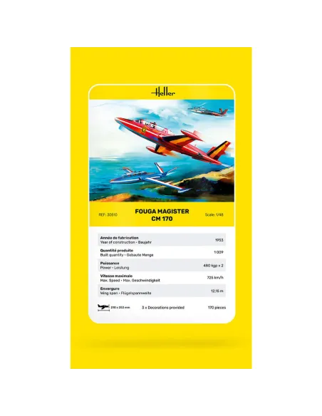 Maquette avion Fouga Magister Cm 170 1:48 - Heller 30510