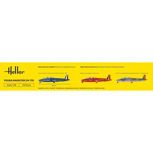 Maquette avion Fouga Magister Cm 170 1:48 - Heller 30510