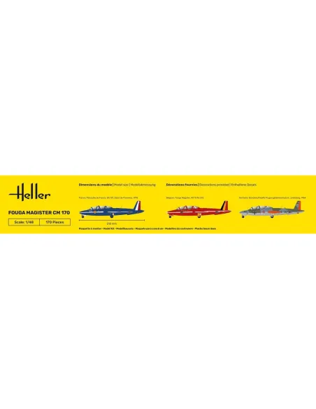 Maquette avion Fouga Magister Cm 170 1:48 - Heller 30510
