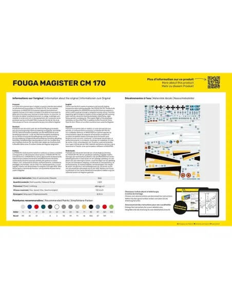 Maquette avion Fouga Magister Cm 170 1:48 - Heller 30510