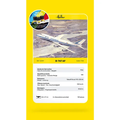 Maquette avion B-747 Af 1:125 - Starter Kit - Heller 56459