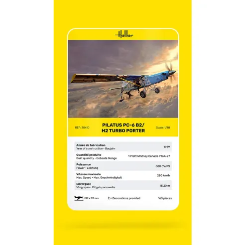 Maquette d'avion Pilatus Pc-6 B2/H2 Turbo Porter 1:48 - Heller 30410