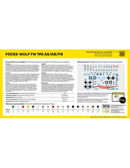 Maquette avion Fw 190 A5/A8/F8 1:72 - Starter Kit - Heller 56235