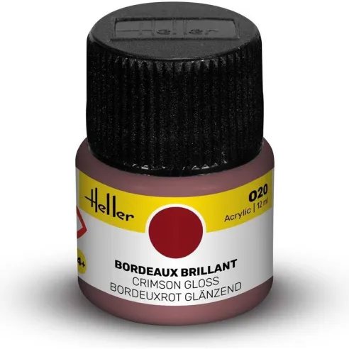 Peinture Acrylique 020 bordeaux brillant 12ml - Heller 9020