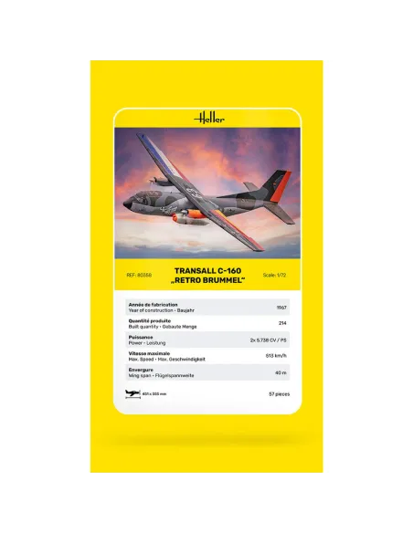 Maquette avion Transall C-160 Retro Brummel 1:72 - Heller 80358