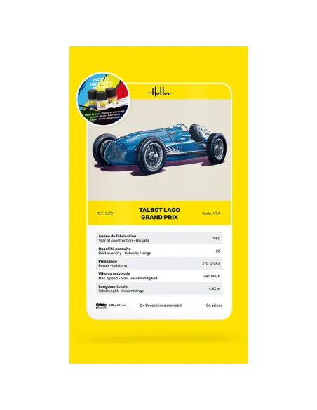 Maquette voiture Talbot Lago Grand Prix 1:24 - Starter Kit - Heller 56721