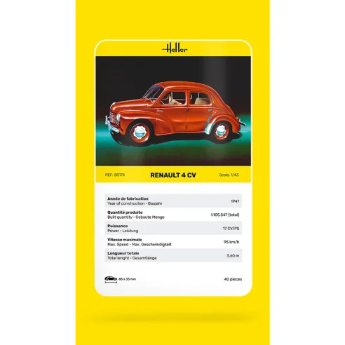 Maquette voiture Renault 4 Cv 1:43 - Heller 80174