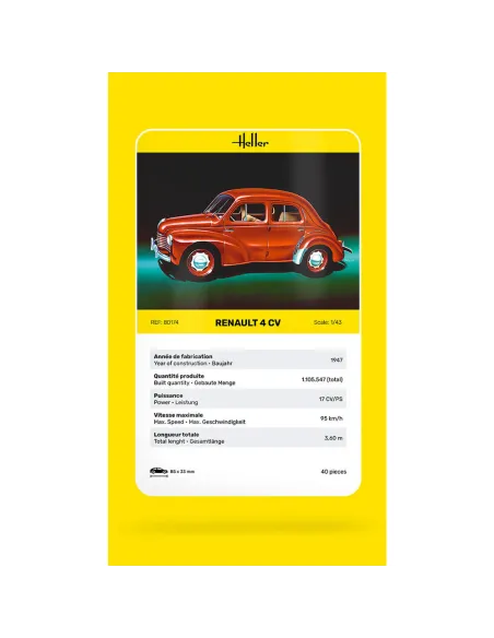 Maquette voiture Renault 4 Cv 1:43 - Heller 80174