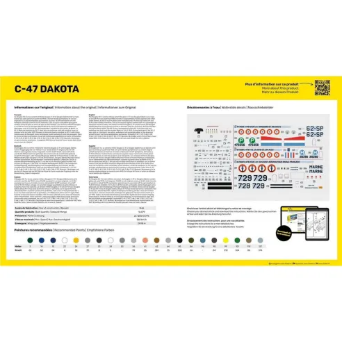 Maquette avion C-47 Dakota 1:72 - Starter Kit - Heller 35372