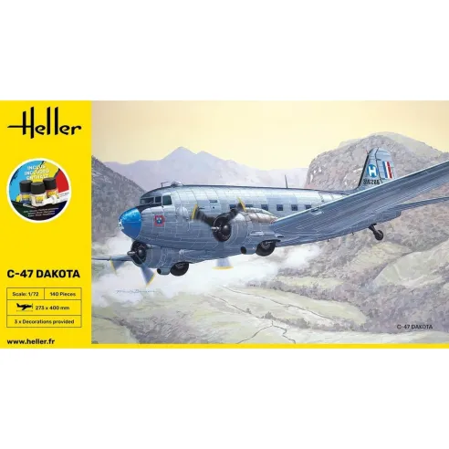 Maquette avion C-47 Dakota 1:72 - Starter Kit - Heller 35372