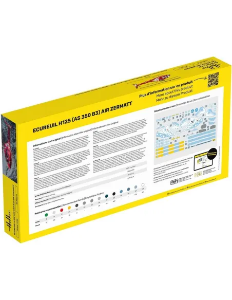 Maquette hélicoptère Ecureuil H125 - As 350 B3 - Air Zermatt 1:48 - Heller 80490
