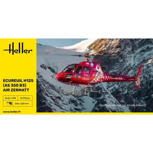 Maquette hélicoptère Ecureuil H125 - As 350 B3 - Air Zermatt 1:48 - Heller 80490
