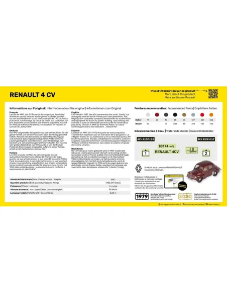 Maquette voiture Renault 4 Cv 1:43 - Heller 80174