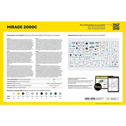Maquette avion Mirage 2000 C 1:48 - Starter Kit - Heller 56426