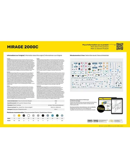 Maquette avion Mirage 2000 C 1:48 - Starter Kit - Heller 56426