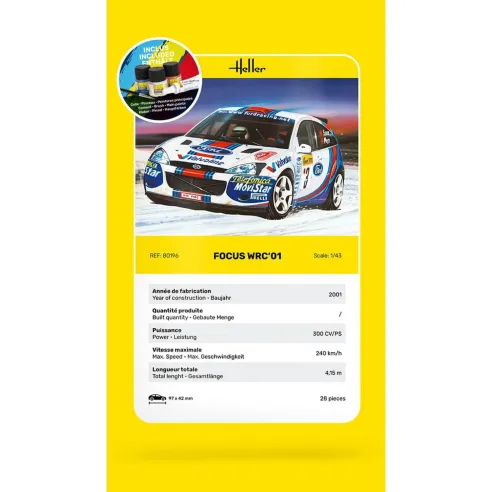 Maquette voiture Focus Wrc'01 1:43 - Starter Kit - Heller 56196