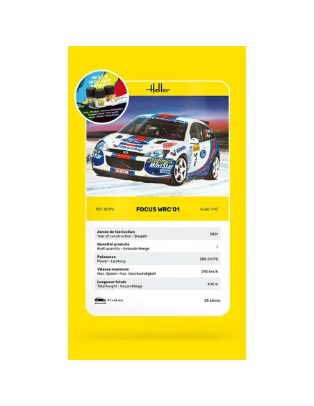 Maquette voiture Focus Wrc'01 1:43 - Starter Kit - Heller 56196