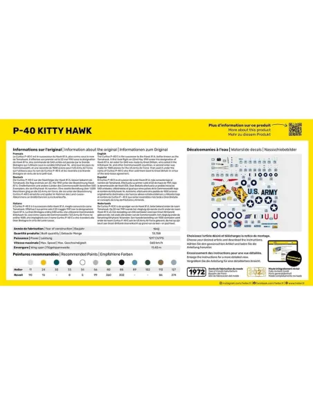 Maquette avion P-40 Kitty Hawk 1:72 - Starter Kit - Heller 56266