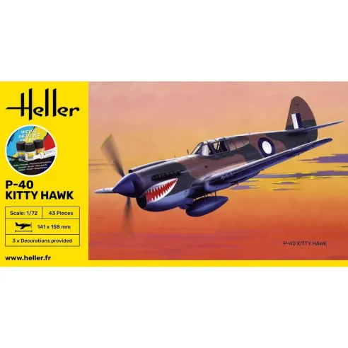 Maquette avion P-40 Kitty Hawk 1:72 - Starter Kit - Heller 56266