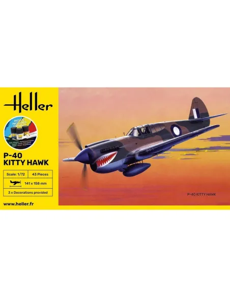 Maquette avion P-40 Kitty Hawk 1:72 - Starter Kit - Heller 56266