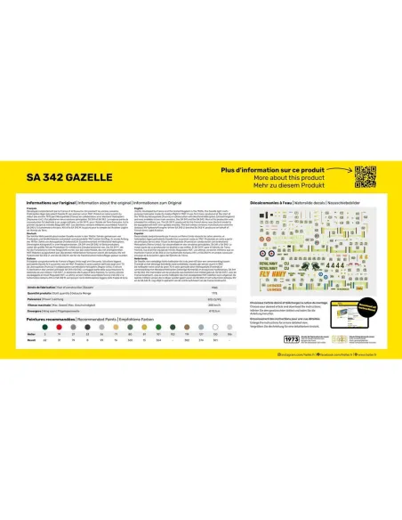 Maquette hélicoptère Sa 342 Gazelle 1:48 - Heller 80486
