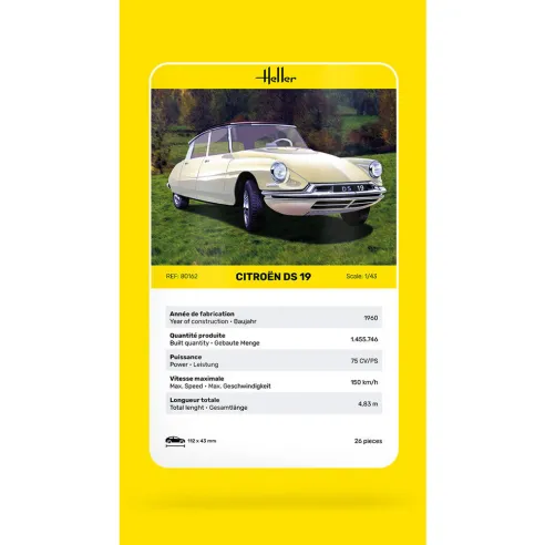 Maquette voiture Citroen Ds 19 1:43 - Heller 80162