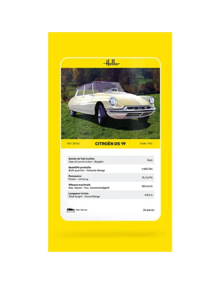 Maquette voiture Citroen Ds 19 1:43 - Heller 80162