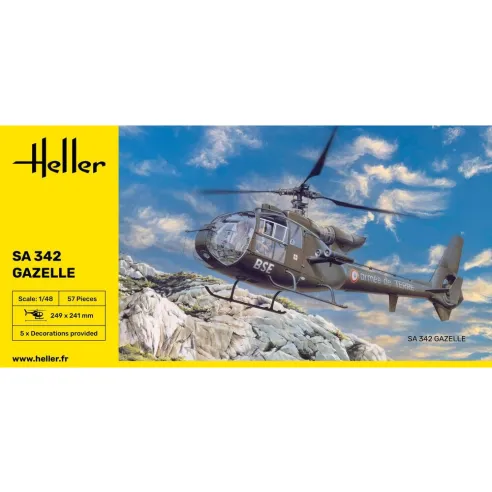 Maquette hélicoptère Sa 342 Gazelle 1:48 - Heller 80486