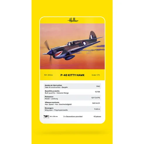 Maquette avion 40 Kitty Hawk 1:72 - Heller 80266