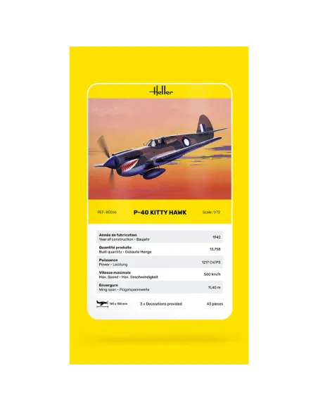 Maquette avion 40 Kitty Hawk 1:72 - Heller 80266