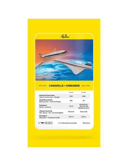 Caravelle + Concorde 1:100 - Heller 50333