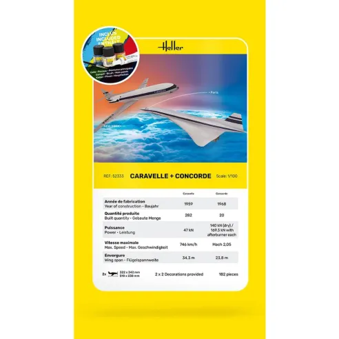 Caravelle + Concorde 1:100 - Starter Kit - Heller 52333