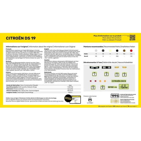 Maquette voiture Citroen Ds 19 1:43 - Heller 80162