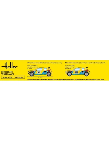 Maquette voiture Peugeot 205 Turbo Rally 1:43 - Starter Kit - Heller 56189
