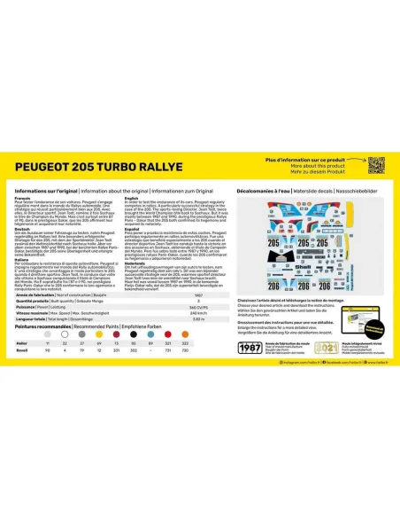 Maquette voiture Peugeot 205 Turbo Rally 1:43 - Starter Kit - Heller 56189