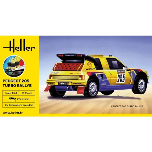 Maquette voiture Peugeot 205 Turbo Rally 1:43 - Starter Kit - Heller 56189