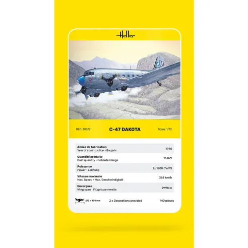 Maquette avion 47 Dakota 1:72 - Heller 30372