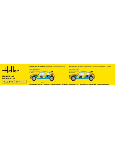Maquette voiture Peugeot 205 Turbo Rally 1:43 - Heller 80189