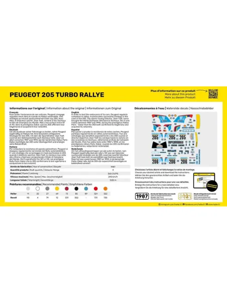 Maquette voiture Peugeot 205 Turbo Rally 1:43 - Heller 80189