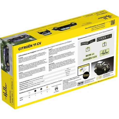 Maquette voiture Citroen 11 Cv 1:43 - Heller 80159