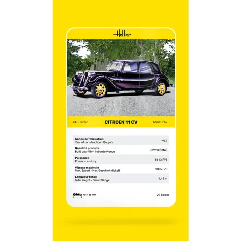 Maquette voiture Citroen 11 Cv 1:43 - Heller 80159