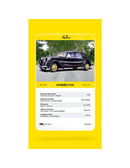 Maquette voiture Citroen 11 Cv 1:43 - Heller 80159