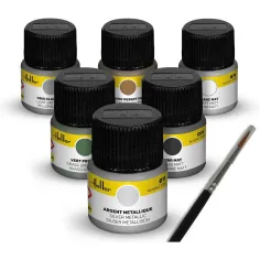 Peinture à maquette acrylique Colour Set Military Aircraft Acrylic 6 x 12 ml + Brush - Heller 9402