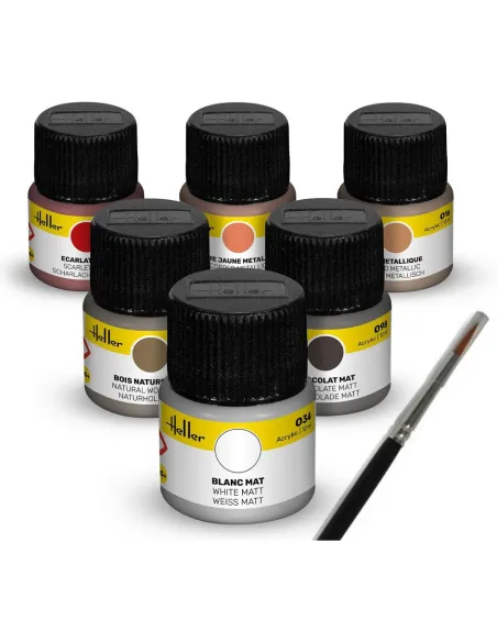 Peinture à maquette acrylique Colour Set Sailing Ships Acrylic 6 x 12 ml + Brush - Heller 9406