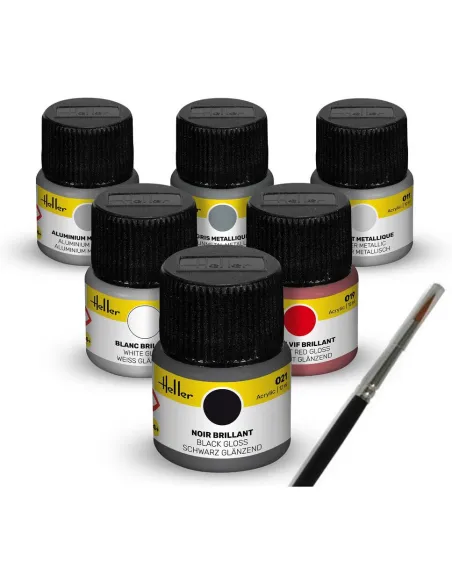 Peinture à maquette acrylique Colour Set Sports Car Acrylic 6 x 12 ml + Brush - Heller 9403 Peinture à maquette acrylique Colour Set Sports Car Acrylic 6 x 12 ml + Brush - Heller 9403