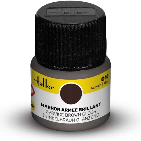 Peinture Acrylique 010 marron armee brillant 12ml - Heller 9010