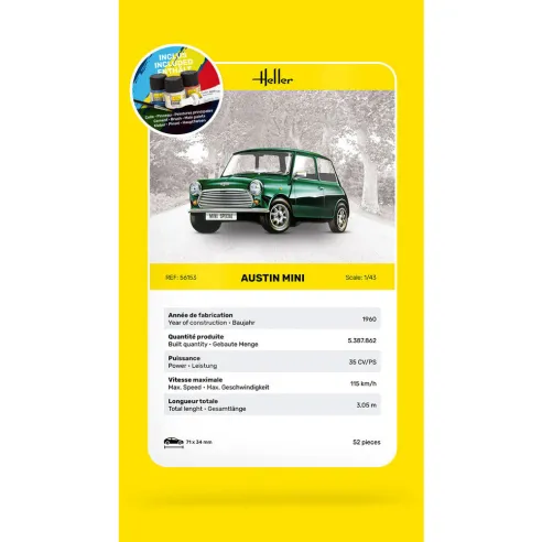 Maquette voiture Mini 1:43 - Starter Kit - Heller 56153