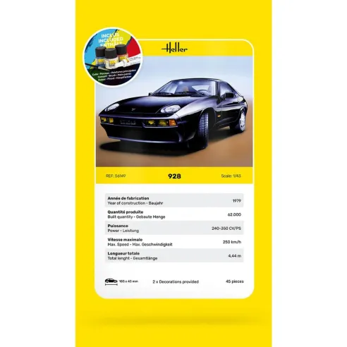 Maquette voiture 928 1:43 - Starter Kit - Heller 56149